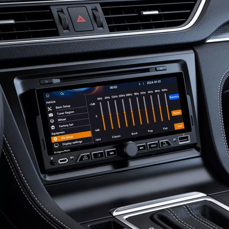 KRUGER & MATZ KM2017 1DIN Car Radio with Apple CarPlay and Android Auto