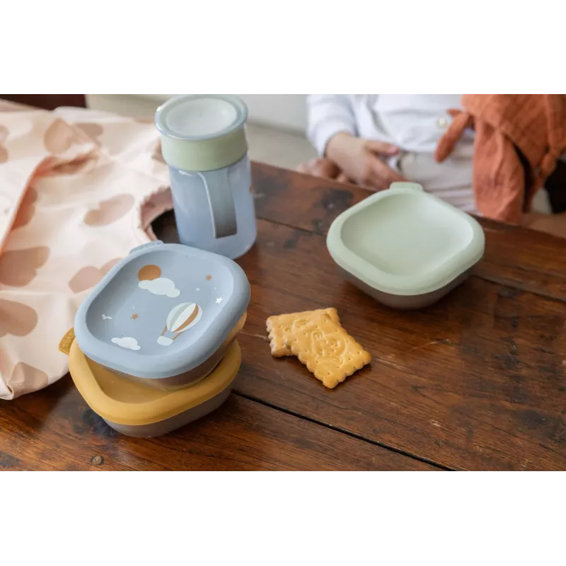 Beaba Stainless Steel Food Storage Container Set with Silicone Lids, 3 Pieces, Adventure Collection