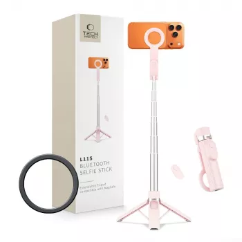 TECH-PROTECT L11S MagSafe Bluetooth Selfie Stick Tripod Pink