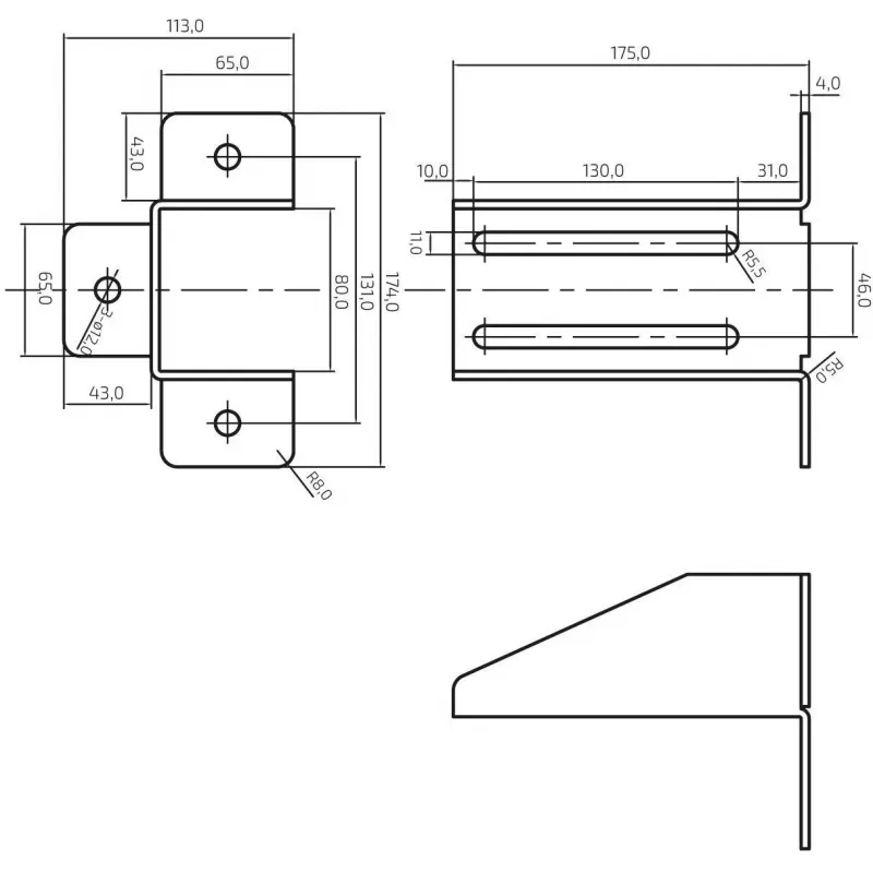 PSG Mounting Bracket for Overrun Device Holder, Black (RAL 9005) 60.013.9005