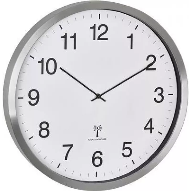 TFA Dostmann 60.3548.02 XXL Radio-Controlled Wall Clock 508 mm x 65 mm White Silver Large Display