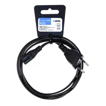 iBox KZ3 Power Cable, Euro 2-Pin to IEC C7 (Figure-8), Black
