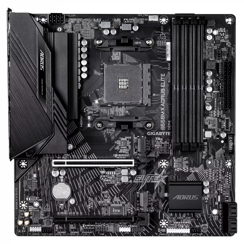 GIGABYTE B550M X AORUS ELITE AM4 Micro-ATX Motherboard, AMD B550, 4x DDR4, HDMI/DP, 2x M.2, 2.5GbE, Wi-Fi 6E