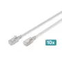 DIGITUS CAT 6A F-FTP Slim Patch Cable, 0.3m, Grey, 10-Pack, 10Gbps, 500MHz, LSZH