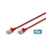 DIGITUS CAT 6A F/FTP Slim Patch Cable, 0.3m, Red, 10-Pack, LSZH, 10G Ethernet, RJ45