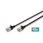 DIGITUS CAT 6A F-FTP Slim Patch Cable, 0.5m, Black, 10-Pack, LSZH, 10Gbps, RJ45