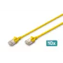 DIGITUS CAT 6A F-FTP Slim Patch Cable, 0.5m, Yellow, 10-Pack, LSZH, 10Gbps, 500MHz, 28AWG Copper, Gold-Plated RJ45