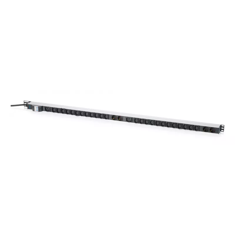 DIGITUS Basic IT PDU, Single-Phase 32A, 24 x C13, 2 x C19, 4 x Schuko, 3 m Cable, IEC 60309 32A Plug