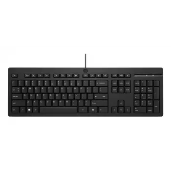 HP 125 G2 Wired USB Keyboard, German Layout (QWERTZ), Full-Size, Membrane, Spill Resistant, Black - Bulk