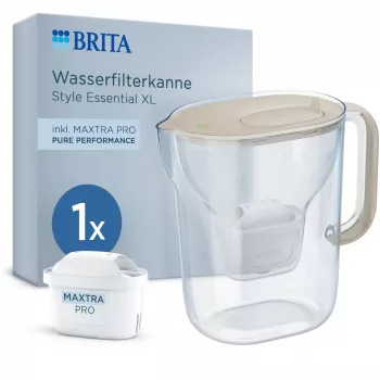 BRITA Style Essential XL Water Filter Jug 3.6L White + MAXTRA PRO Pure Performance Sand