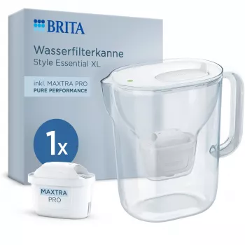 BRITA Style Essential XL White Water Filter Jug with MAXTRA PRO Pure Performance Filter Cartridge