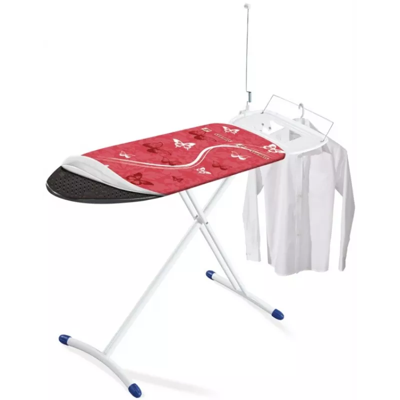 LEH Leifheit Air Board Express M Solid Ironing Board with Thermo-Reflect Technology, 120 x 38 cm, Height Adjustable 75-98 cm, Foldable, Cotton Cover