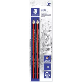 STAEDTLER Tradition Jumbo HB Triangular Graphite Pencils, Pack of 2, Black with Classic Stripes