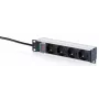 DIGITUS DN-95418-S 10 Inch Aluminium PDU Power Strip, 4 Schuko Sockets, 16A, 1.5m Cable, Black