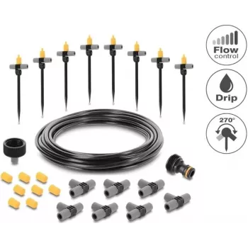 Delock Micro-Drip Set for Pots – Complete Drip Irrigation Set for Potted Plants, 10 Plants, 15 m Main Hose, Adjustable Drippers, UV-Resistant