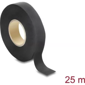 Delock Fabric Tape 25 m x 19 mm Tear-Resistant Self-Adhesive Black