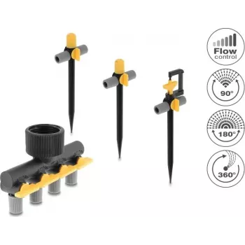 Delock Sprinkler T-Connector Set with 90°, 180° and 360° Nozzles + 4-Way Distributor