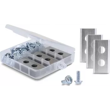 Delock Replacement Blades for Worx Landroid Robotic Lawnmower, 30 Pieces, Stainless Steel with Titanium Coating, Double-Sided, 36 mm