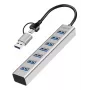 LogiLink USB 3.0 Hub 7x USB-A 2-in-1 Connection Cable Silver