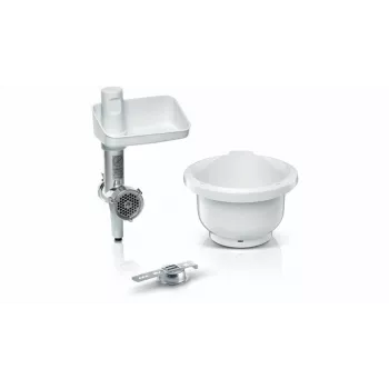 Bosch MUZS2BS Mincer Attachment for MUM Series 2 & 5 Kitchen Machines – Stainless Steel Blade, 4.5 mm Disc, Sausage Filler & Kebbe Attachments