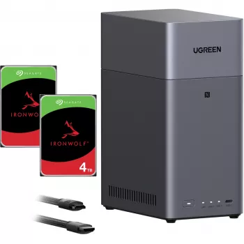 UGREEN DH2300 Bundle with 2x Seagate IronWolf NAS 4TB CMR (Black)