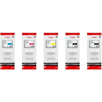 Canon Original PFI-320 Ink Cartridges - 5-Pack Multipack Cyan Magenta Yellow Black - Original - Black