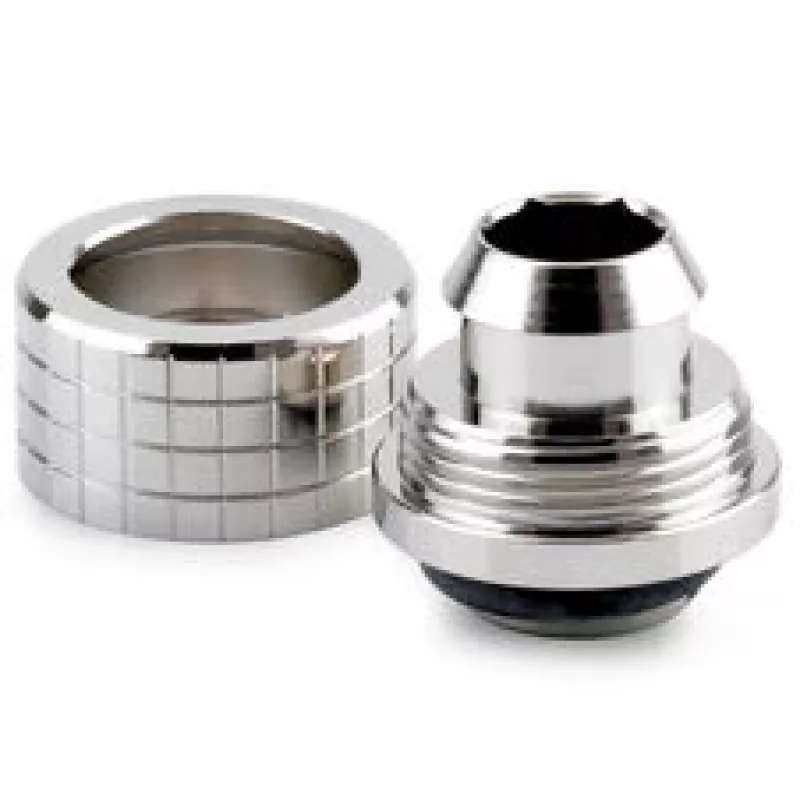 Thermal Grizzly DeltaMate Compression Fitting, Brass - Gloss Nickel, ST13 (13mm OD, G1/4 inch)