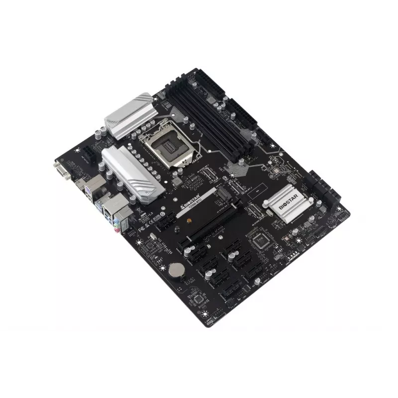 Biostar TZ590-BTC ATX Motherboard for 10th/11th Gen Intel CPUs, Z590 Chipset, 10 PCIe x1 Slots, 2.5GbE LAN, Optimized for Mining