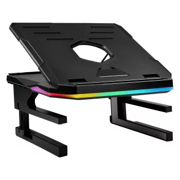 Enermax R.T.STAND Notebook & Tablet Stand with 250mm Fan, 4-Port USB 2.0 Hub, Blue LED, Black/Silver