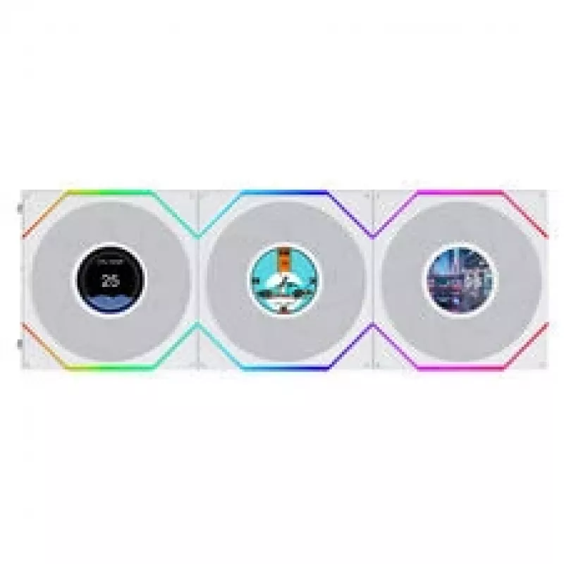 Lian Li UNI FAN TL120 LCD FLEX Wireless ARGB Reverse 3-Pack White 120mm Case Fan