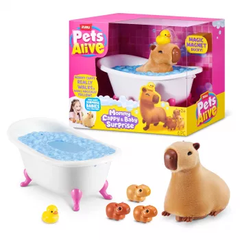 THEO KLEIN Pets Alive - Mommy Capybara and Baby Surprise Interactive Electronic Pet Toy with 3 Surprise Babies, Walking, Singing, Water Play, Color-Change Diapers, Ages 3+