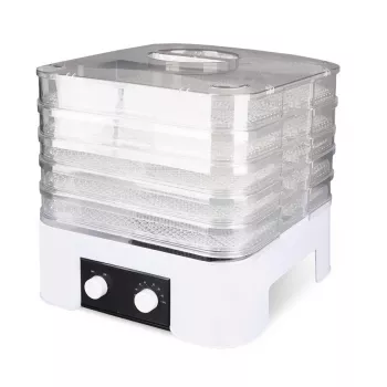 MEO MR-768 MAESTRO Food Dehydrator for Vegetables and Fruits, 520 W, 5 Trays, Adjustable Temperature 35-70°C, Timer up to 48h, White & Transparent