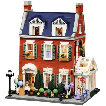 Lumibricks Redbrick Row House LED Building Set - 850-Piece Architectural Model Kit with Integrated Warm White Lighting, USB Powered, for Ages 8+