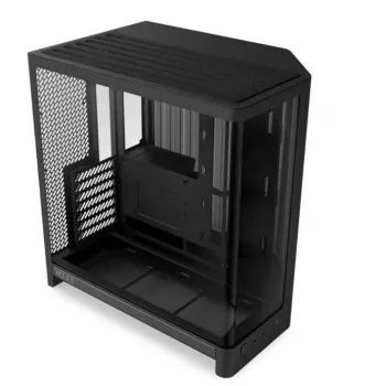 NZXT H6 2026 Mid-Tower Airflow Gaming Case, Black, Tempered Glass, 3x F120Q Fans, USB-C, Dual-Chamber