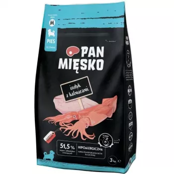 Pan Mięsko Dry Dog Food Turkey with Squid for Puppies, Medium Kibble, 3 kg