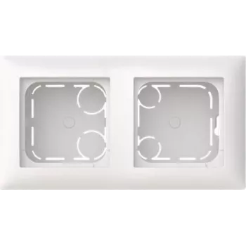 ABB Busch-balance SI Surface-Mounted 2-Gang Housing, High Profile, Alpine White (RAL 9010), Halogen-Free Thermoplastic, IP20, IK05, With Support Ring, Rear and Side Cable Entry, Vertical/Horizontal Mounting
