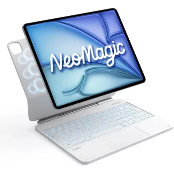Inateck Keyboard Case for iPad Pro 12.9-inch (3rd-6th Gen) with Trackpad, Backlit Keys, QWERTZ Layout - White