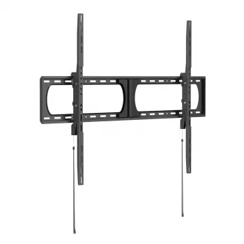 VALUE TV Wall Mount, Extremely Load-Bearing, Fixed, 75 kg, for 32-65 inch, VESA 200x200 to 600x400, Ultra-Slim 25 mm, Steel, Black, with Anti-Theft Locking Bar, Quick Release Pull Straps, Integrated Spirit Level