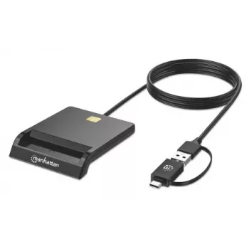 Manhattan USB-C & USB-A Combo Smart Card Reader, Black