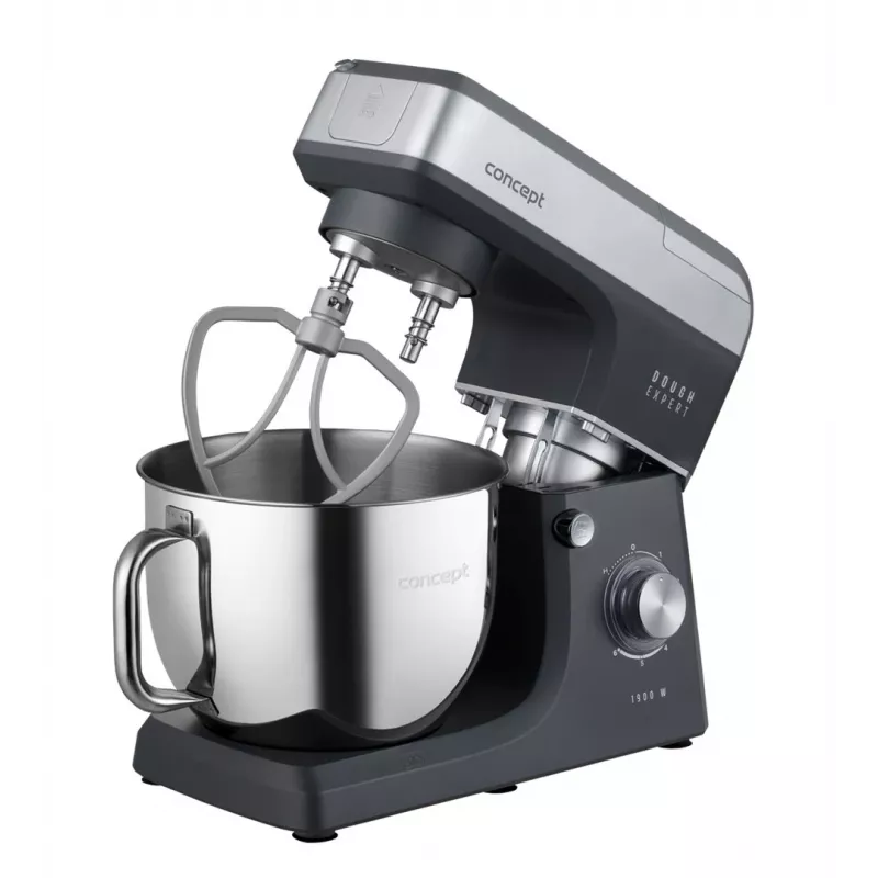 CONCEPT RM6000 Planetary Food Mixer 1900W 6.5L Stainless Steel Bowl, 8 Speeds + Pulse, Silver/Black