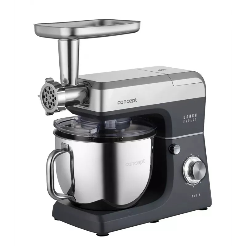 CONCEPT RM6000 Planetary Food Mixer 1900W 6.5L Stainless Steel Bowl, 8 Speeds + Pulse, Silver/Black