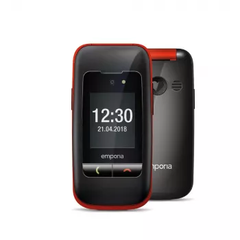 Emporia ONE V200i Black/Red (2025) – Senior-Friendly Mobile Phone with SOS Button, Charging Cradle, and Large Illuminated Keys