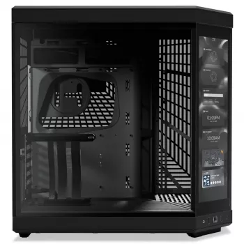 HYTE Y70 Touch Black Mid Tower Case with Panoramic Tempered Glass and 14.1 inch Touchscreen, ATX/E-ATX, Vertical GPU Mount