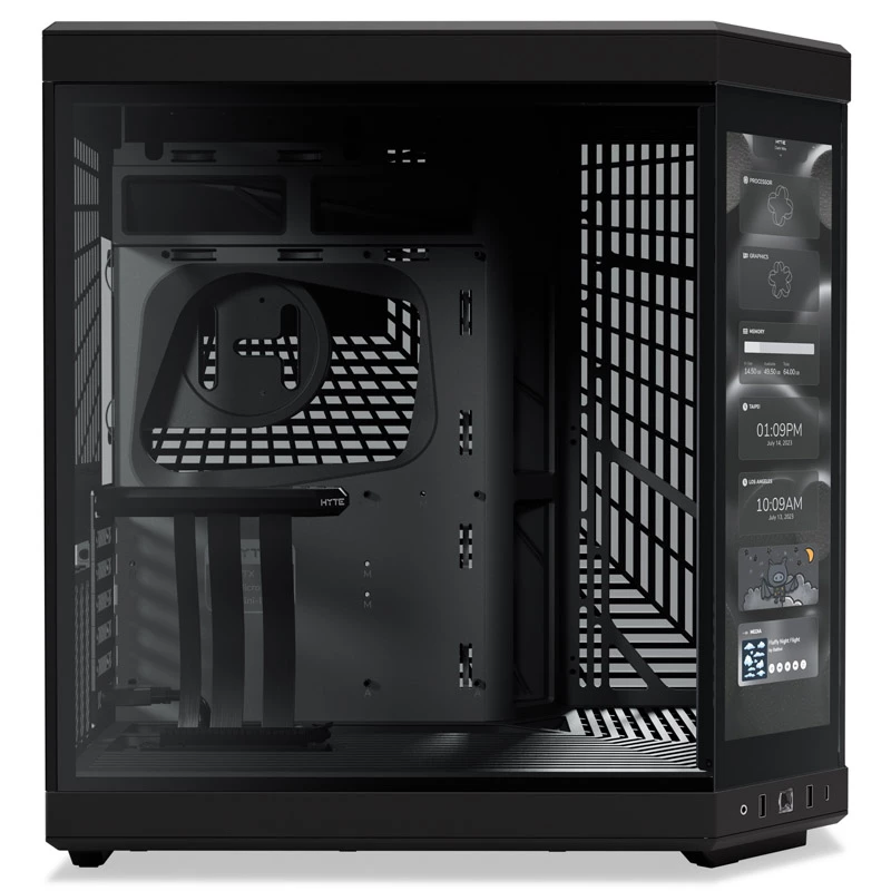 HYTE Y70 Touch Black Mid Tower Case with Panoramic Tempered Glass and 14.1 inch Touchscreen, ATX/E-ATX, Vertical GPU Mount