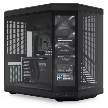 HYTE Y70 Touch Black Mid Tower Case with Panoramic Tempered Glass and 14.1 inch Touchscreen, ATX/E-ATX, Vertical GPU Mount