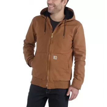Carhartt Men's Duck Active Jacket Brown - 12 oz Cotton Duck, Quilted Flannel Lining, Water-Repellent, Original Fit