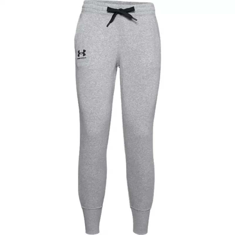 Under Armour Men's Rival Fleece Grey Melange Joggers - Loose Fit Tapered Leg