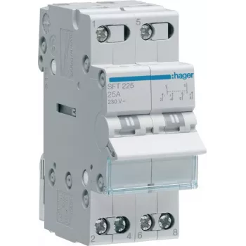 Hager SFT225 Modular Changeover Switch I-0-II 2P 25A 230V AC DIN Rail