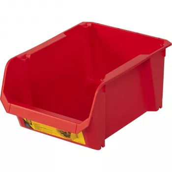 Stanley STST82742-1 Red Polypropylene Storage Bin Size 4, 2.8 L, Stackable, Wall-Mountable, Chemical Resistant