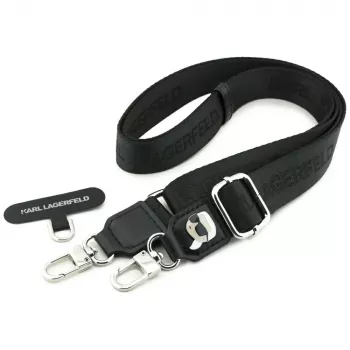 Karl Lagerfeld Universal Strap Tether Patch with Metal Logo - Black